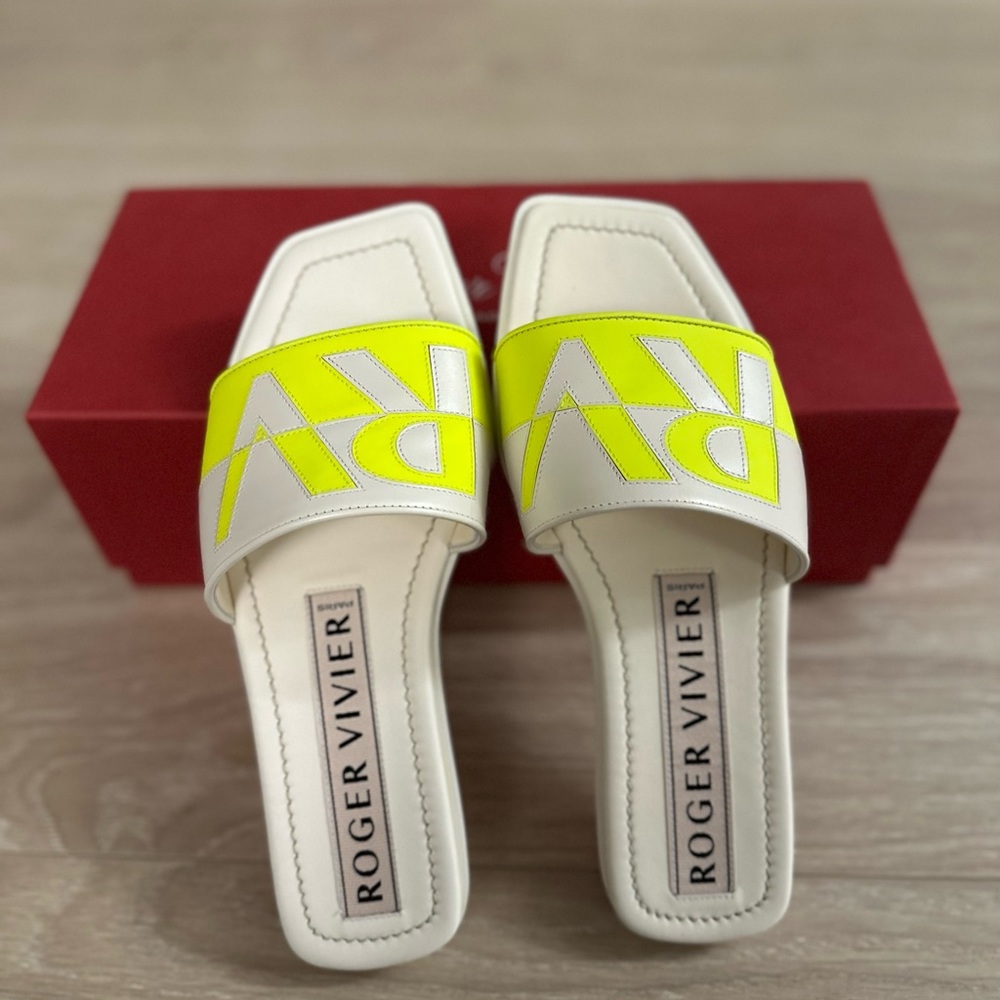 Authentic Roger Vivier Slide Mule Yellow New With Box